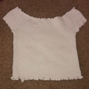 brandy melville smocked off the shoulder top